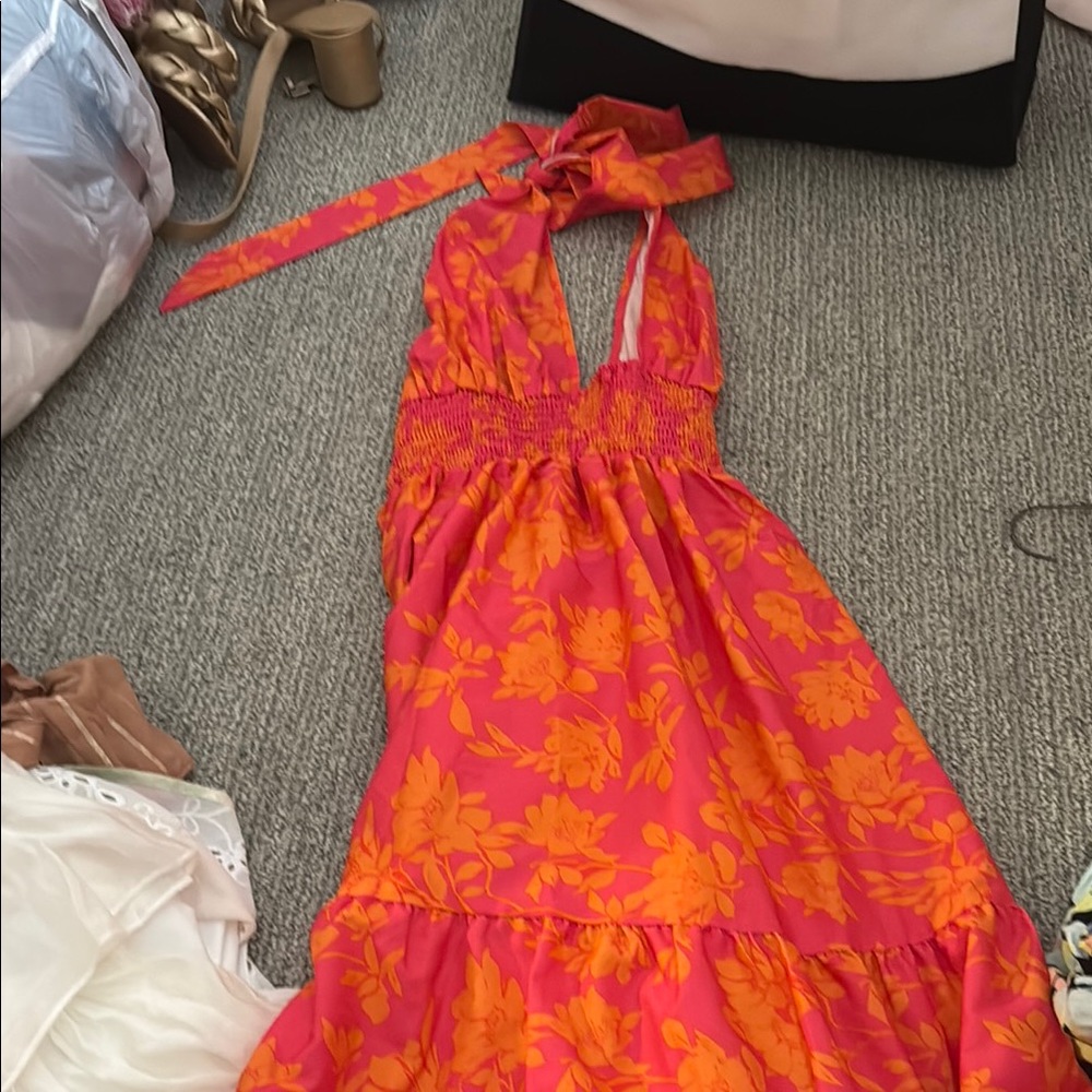SHEIN Pink and Orange Floral Dress